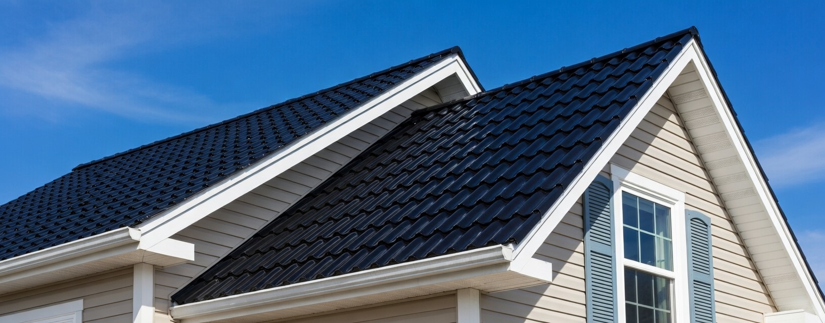 Residential roof against a Colorado sky